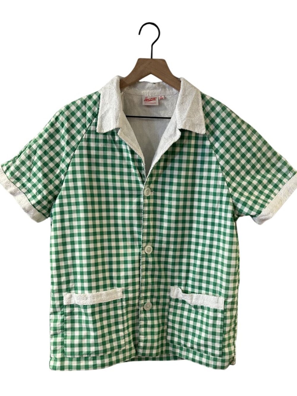 Hammies Green Gingham Cabana Towel Shirt - Size L